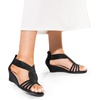 image:imageDREAM PAIRS Womens Open Toe Low Wedges Sandals Rhinestone Strappy Zipper Dress Shoes Summer Wedding Party Travel ShoesBlack
