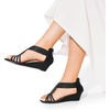 image:imageDREAM PAIRS Womens Open Toe Low Wedges Sandals Rhinestone Strappy Zipper Dress Shoes Summer Wedding Party Travel ShoesBlack