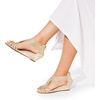 image:imageDREAM PAIRS Womens Open Toe Low Wedges Sandals Rhinestone Strappy Zipper Dress Shoes Summer Wedding Party Travel ShoesGold