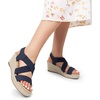 image:imageDREAM PAIRS Womens Platform Espadrilles Wedge Sandals Slip on Elastic Ankle Strap Sandals for Women Casual Dressy SummerNavynubuck