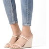 image:imageDREAM PAIRS Womens Slides Wedge Sandals Two Strap Square Open Toe Dress ShoesNude
