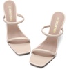 image:imageDREAM PAIRS Womens Slides Wedge Sandals Two Strap Square Open Toe Dress ShoesNude