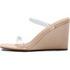 image:imageDREAM PAIRS Womens Slides Wedge Sandals Two Strap Square Open Toe Dress ShoesNudeClear