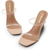 image:imageDREAM PAIRS Womens Slides Wedge Sandals Two Strap Square Open Toe Dress ShoesNudeClear
