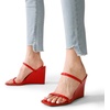 image:imageDREAM PAIRS Womens Slides Wedge Sandals Two Strap Square Open Toe Dress ShoesRed