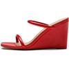image:imageDREAM PAIRS Womens Slides Wedge Sandals Two Strap Square Open Toe Dress ShoesRed