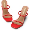 image:imageDREAM PAIRS Womens Slides Wedge Sandals Two Strap Square Open Toe Dress ShoesRed