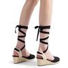 image:imageDREAM PAIRS Womens Wedge Sandals Platform Close Toe Espadrilles Strappy Lace Up Sandals Cute Fashion Comfortable Dressy Beach Vocation Summer ShoesBlackcanvas