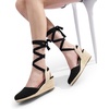 image:imageDREAM PAIRS Womens Wedge Sandals Platform Close Toe Espadrilles Strappy Lace Up Sandals Cute Fashion Comfortable Dressy Beach Vocation Summer ShoesBlackcanvas