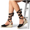 image:imageDREAM PAIRS Womens Wedge Sandals Platform Close Toe Espadrilles Strappy Lace Up Sandals Cute Fashion Comfortable Dressy Beach Vocation Summer ShoesBlackBeigecanvas