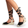 image:imageDREAM PAIRS Womens Wedge Sandals Platform Close Toe Espadrilles Strappy Lace Up Sandals Cute Fashion Comfortable Dressy Beach Vocation Summer ShoesBlackBeigecanvas