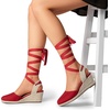 image:imageDREAM PAIRS Womens Wedge Sandals Platform Close Toe Espadrilles Strappy Lace Up Sandals Cute Fashion Comfortable Dressy Beach Vocation Summer ShoesRedcanvas