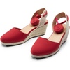 image:imageDREAM PAIRS Womens Wedge Sandals Platform Close Toe Espadrilles Strappy Lace Up Sandals Cute Fashion Comfortable Dressy Beach Vocation Summer ShoesRedcanvas
