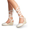 image:imageDREAM PAIRS Womens Wedge Sandals Platform Close Toe Espadrilles Strappy Lace Up Sandals Cute Fashion Comfortable Dressy Beach Vocation Summer ShoesWhitecanvas