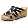image:imageDREAM PAIRS Dressy Wedge Sandals for Women Casual Summer Comfort Cork Strappy Platform Slides SandalsBlack