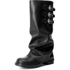 image:imageDREAM PAIRS Foldover Knee High Boots Comfort Low Chunky Heel Slouchy Boot Stylish Buckle Long Tall Fashion Boots for WomenBlack