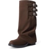 image:imageDREAM PAIRS Foldover Knee High Boots Comfort Low Chunky Heel Slouchy Boot Stylish Buckle Long Tall Fashion Boots for WomenDark Brown