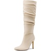 image:imageDREAM PAIRS Knee High Boots for Women Pointed Toe Stiletto High Heel Slouchy Suede with Side Zipper Tall Fashion BootsBeigesuede