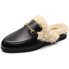 image:imageDREAM PAIRS Mules for Women Flats Comfortable Buckle Mules Slip on Slides Backless Loafers ShoesBlackfur