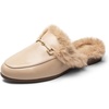 image:imageDREAM PAIRS Mules for Women Flats Comfortable Buckle Mules Slip on Slides Backless Loafers ShoesNudefur