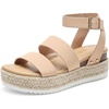 image:imageDREAM PAIRS Strappy Espadrille Platform Wedge Sandals for Women Dressy Summer Comfortable Open Toe Sandals with Cushioned Insole and Ankle Strap BuckleNudenubuck