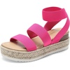 image:imageDREAM PAIRS Strappy Espadrille Platform Wedge Sandals for Women Dressy Summer Comfortable Open Toe Sandals with Cushioned Insole and Ankle Strap BuckleHot Pinkelastic