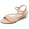 image:imageDREAM PAIRS Strappy Wrapped Dressy Wedge Sandals Comfortable Ankle Strap Open Toe Evening Dress Wedding Dance Summer ShoesNudenubuck