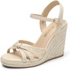 image:imageDREAM PAIRS Wedge Sandals for Women Dressy Summer Platform Espadrille Strappy Casual Braided Heels Comfortable with Open Toe and Ankle StrapBeigeraffia