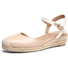 image:imageDREAM PAIRS Womens Closed Toe Elastic Ankle Strap Espadrilles Wedge SandalsApricot