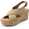 image:imageDREAM PAIRS Womens Comfortable Ankle Strap Platform Wedge Sandals for Women Casual Dressy SummerKhaki