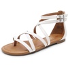 image:imageDREAM PAIRS Womens Dressy Gladiator Summer Cross Strappy Sandals Comfort Flat Casual Beach Fisherman Thong sandalsWhite