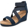 image:imageDREAM PAIRS Womens Elastic Ankle Strap Open Toe Platform Wedge Sandals Comfortable Summer ShoesNavy