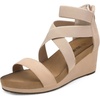 image:imageDREAM PAIRS Womens Elastic Ankle Strap Open Toe Platform Wedge Sandals Comfortable Summer ShoesNude