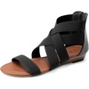 image:imageDREAM PAIRS Womens Elastic Ankle Strap Sandals Gladiator Strappy Low Wedges SandalsBlack