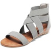 image:imageDREAM PAIRS Womens Elastic Ankle Strap Sandals Gladiator Strappy Low Wedges SandalsGrey