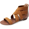 image:imageDREAM PAIRS Womens Elastic Ankle Strap Sandals Gladiator Strappy Low Wedges SandalsTan