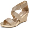 image:imageDREAM PAIRS Womens Elastic Ankle Strap Wedge SandalsGoldGlitter