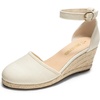 image:imageDREAM PAIRS Womens Espadrilles Closed Toe Ankle Strap Dressy Platform Wedge SandalsBeigecanvas