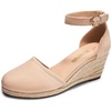 image:imageDREAM PAIRS Womens Espadrilles Closed Toe Ankle Strap Dressy Platform Wedge SandalsNudesuede