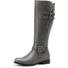image:imageDREAM PAIRS Womens Knee High Riding Pirate Boots Comfortable Low Chunky Heel Flat Motorcycle Buckle Boots for WomenGrey