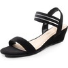 image:imageDREAM PAIRS Womens Low Heel Wedge Sandals Comfortable SlipOn Elastic Ankle Strap Summer Business Casual Dress ShoesBlacksuede