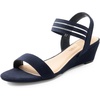 image:imageDREAM PAIRS Womens Low Heel Wedge Sandals Comfortable SlipOn Elastic Ankle Strap Summer Business Casual Dress ShoesNavysuede