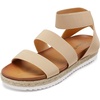 image:imageDREAM PAIRS Womens Open Toe Ankle Strap Espadrille Flatform Platform Wedge SandalsNude