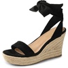 image:imageDREAM PAIRS Womens Open Toe Espadrilles Wedges Tie Lace Up Cute Ankle Strap Platform Sandals Dressy ShoesBlack