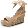 image:imageDREAM PAIRS Womens Open Toe Espadrilles Wedges Tie Lace Up Cute Ankle Strap Platform Sandals Dressy ShoesNude