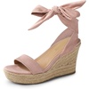 image:imageDREAM PAIRS Womens Open Toe Espadrilles Wedges Tie Lace Up Cute Ankle Strap Platform Sandals Dressy ShoesPink