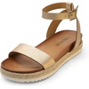 image:imageDREAM PAIRS Womens Open Toe Platform Espadrille Wedge Sandals Comfortable One Band Dressy Casual Sandals for WomenGoldPu