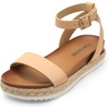 image:imageDREAM PAIRS Womens Open Toe Platform Espadrille Wedge Sandals Comfortable One Band Dressy Casual Sandals for WomenNudeNubuck