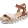 image:imageDREAM PAIRS Womens Platform Espadrilles Wedge Sandals Comfortable Open Toe One Band Sandals for Women Dressy Casual SummerBeigeTan
