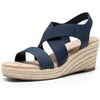 image:imageDREAM PAIRS Womens Platform Espadrilles Wedge Sandals Slip on Elastic Ankle Strap Sandals for Women Casual Dressy SummerNavynubuck